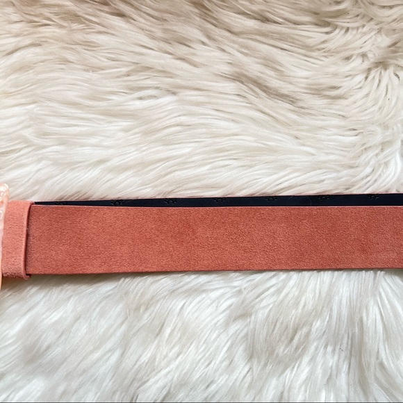 New! Very Rare LELE SADOUGHI Marble Acetate Buckle Suede Belt in Blush - Picture 6 of 9